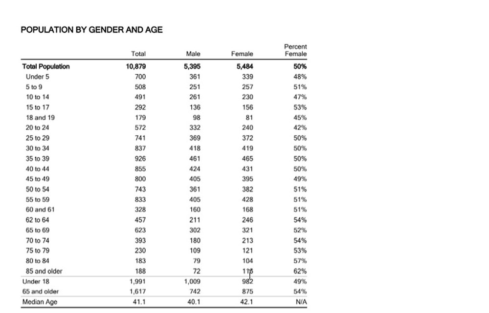 Population by gender age