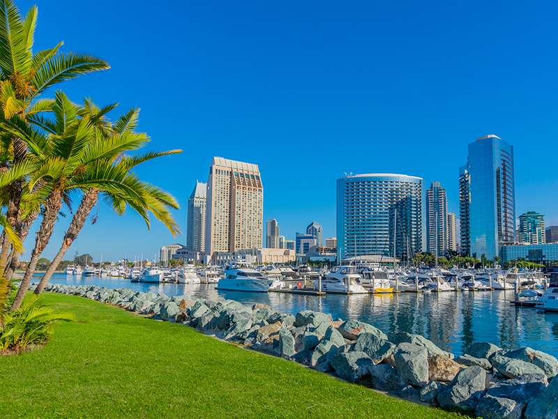 cityscape with skyscrapers of san diego
